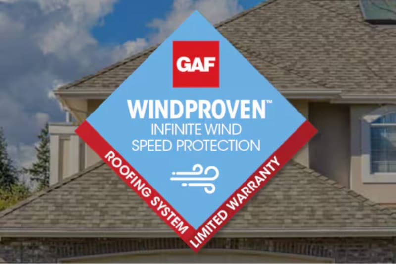 GAF windproven limited Warranty for new roofs